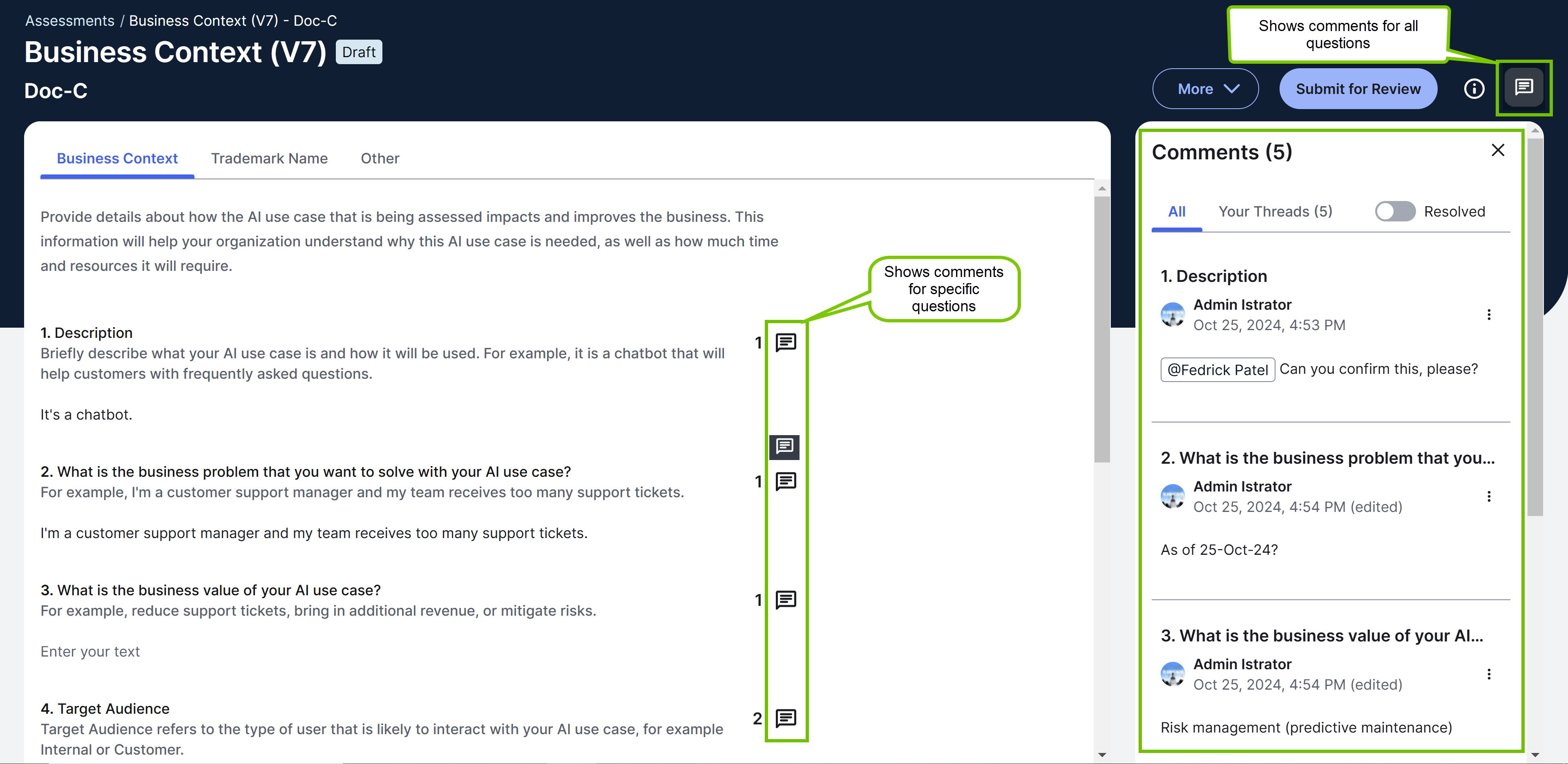 Comments sidebar Image of the Comments sidebar