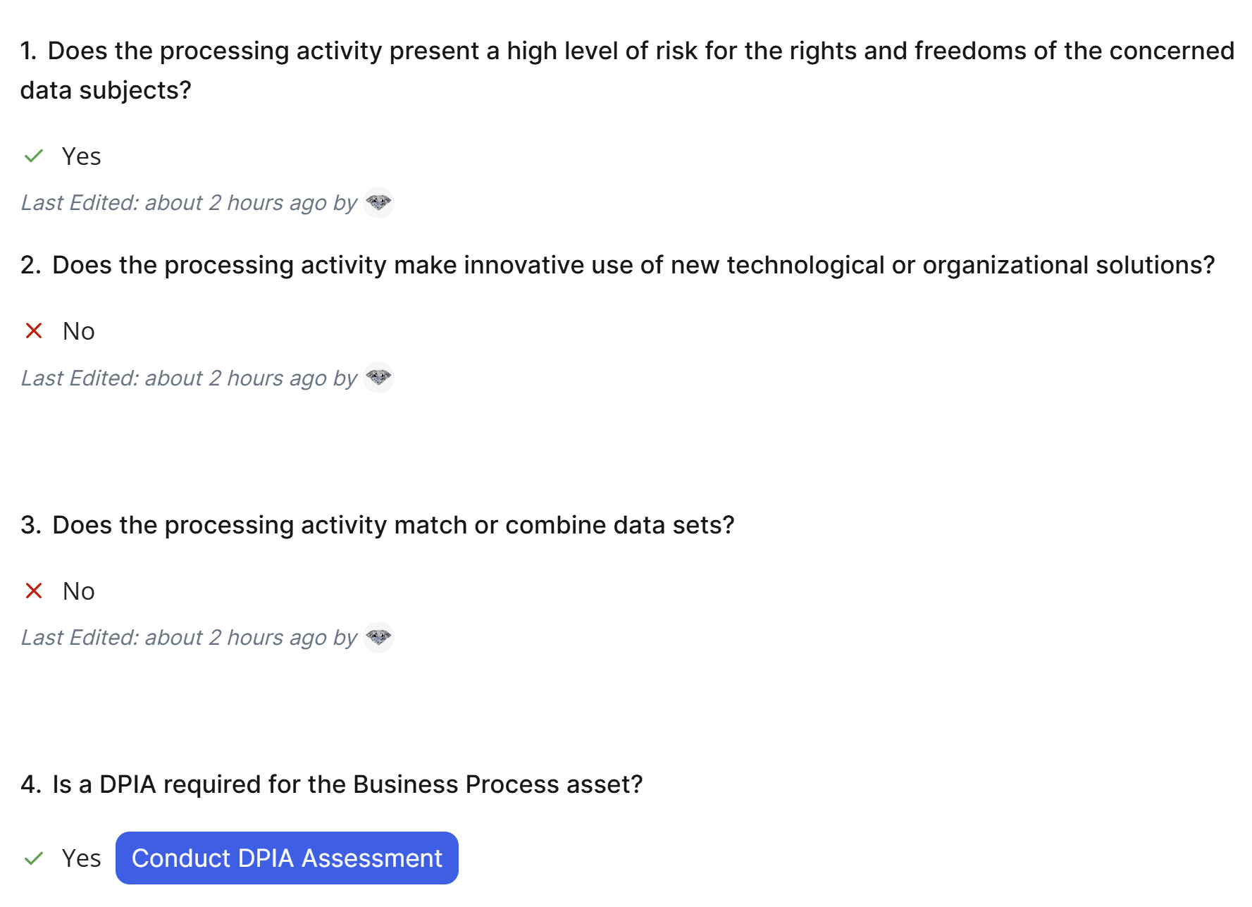 Image of an assessment page showing decision based on total score