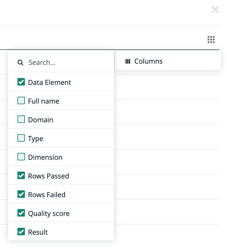 Select columns of the Data Asset table