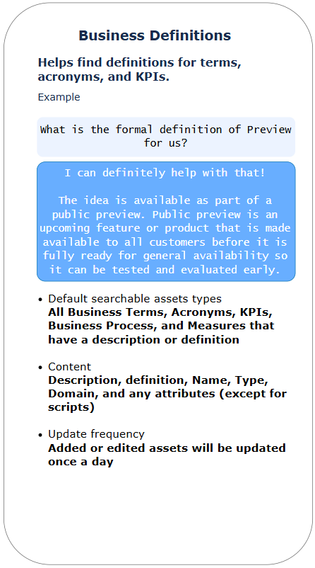 Image with information about finding business definitions via Collirba AI Copilot Image with information about finding business definitions via Collirba AI Copilot