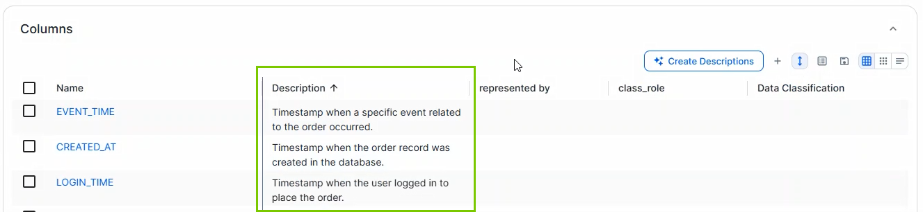 Image of saved descriptions