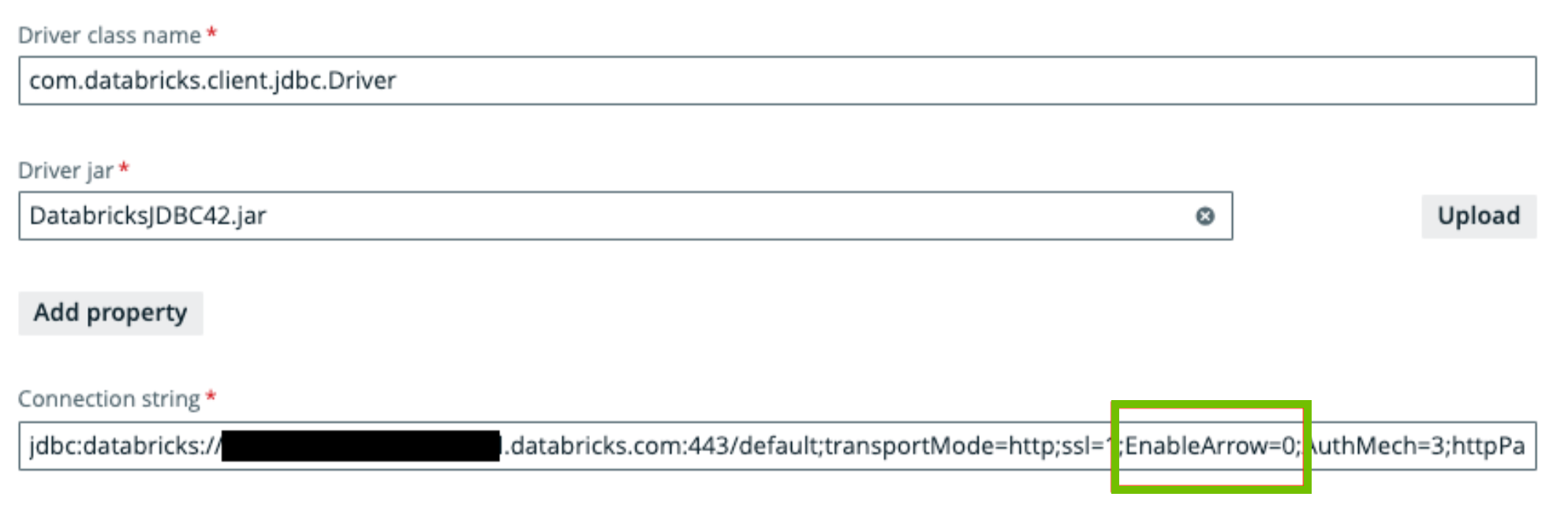 Connection String field Image of the Connection String field