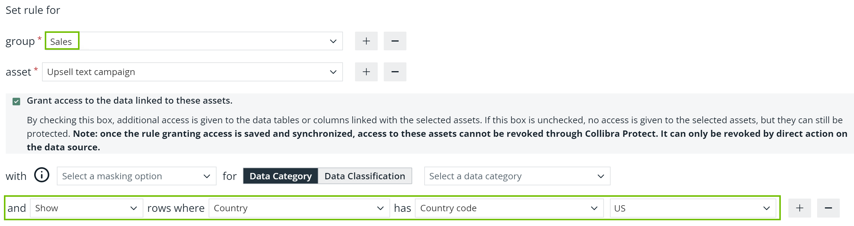 Image of a rule showing row-based protection
