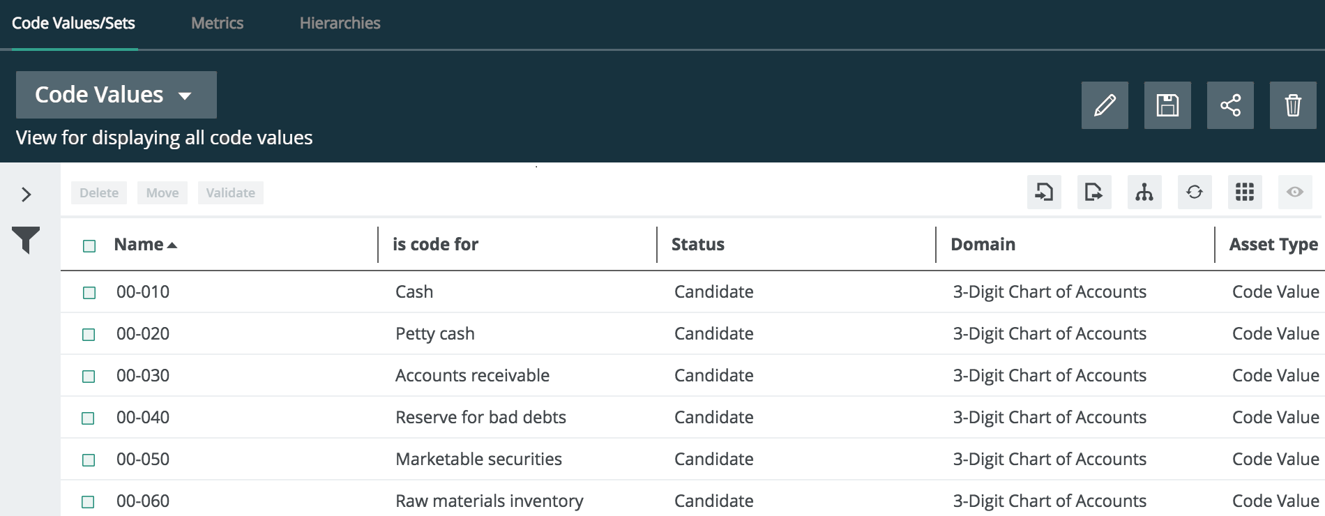 Reference Data page Image of the Reference Data page