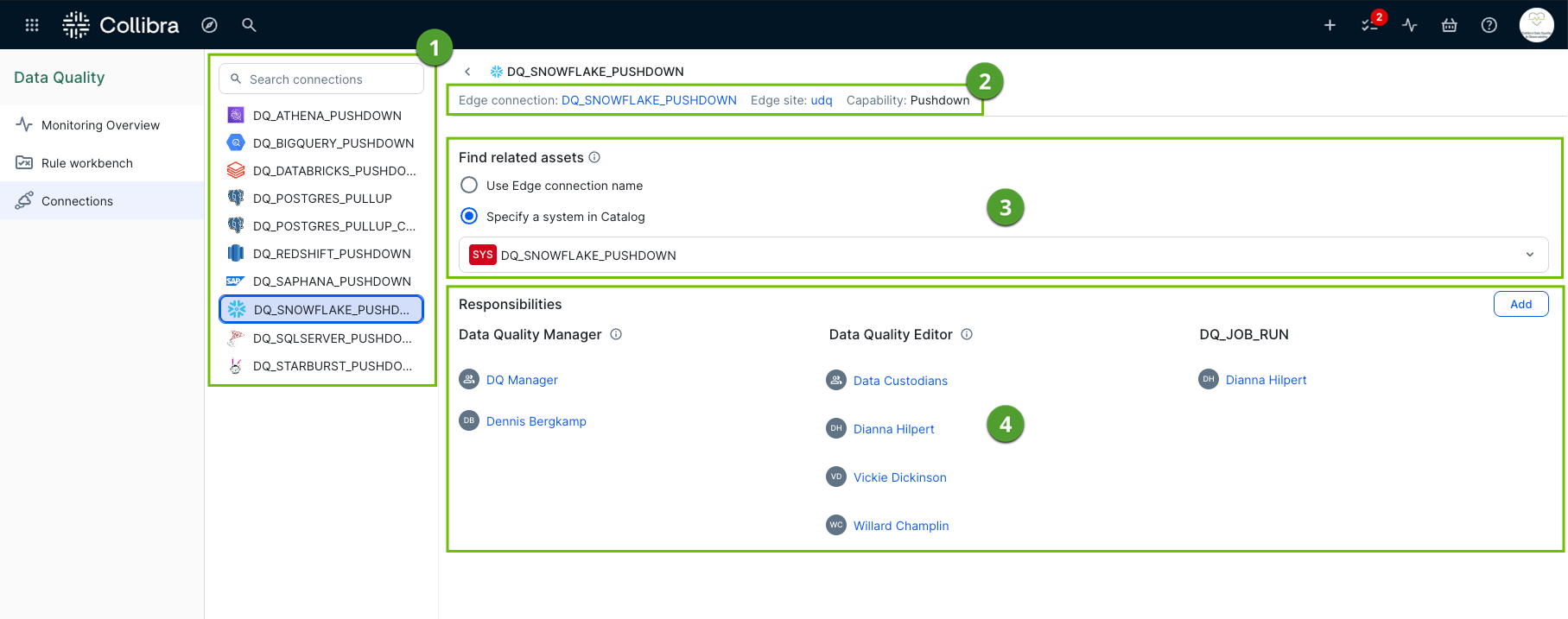 screenshot of connections page