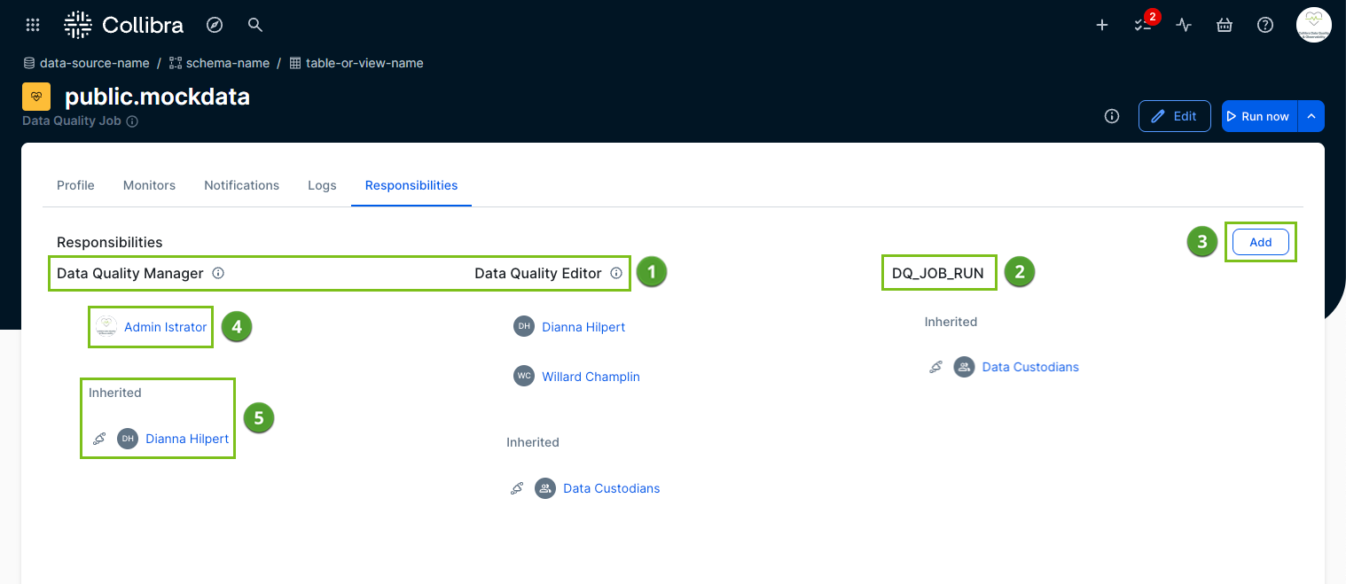 screenshot of responsibilities tab